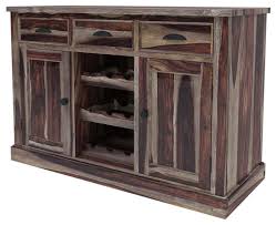 Made from reclaimed wood with rich patina Rustic Buffet Table With Wine Rack Latest Buffet Ideas