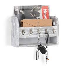 Key Hooks Rustic Wall Mail Sorter