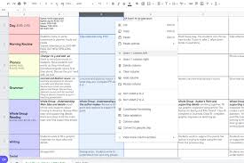 lesson planning with google sheets