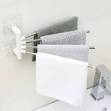 Wall Mounted Silver 4 Bars Towel Rack