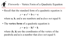 vertex form of a quadratic equation