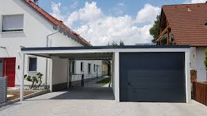 A carport is an excellent supplement to any home. Einzelgarage Mit Sektionaltor Und Anbau Carport Aus Stahl Carport Stahl Stahlcarport Carport