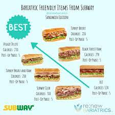 subway bariatric friendly menu after