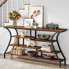 Narrow Sofa Table With Storage Shelves