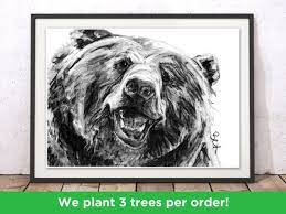 Bear Art Print Grizzly Bear Wall Art