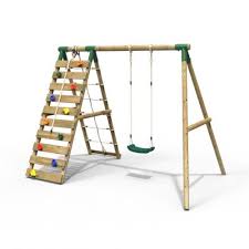 Aria Pink Rebo Wooden Swing Set With