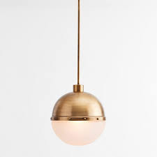 Round Brass Frosted Glass Sphere Pendant