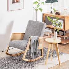 solid wood fabric rocking chair