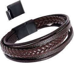 mens leather cuff bracelet adjule