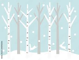 冬の森6 白樺 うさぎ Stock ベクター | Adobe Stock