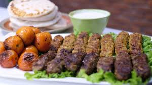grilled en and beef kebabs