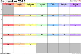 September 2015 Calendar With Holidays Template Download A