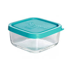 Square Glass Food Container Turquoise