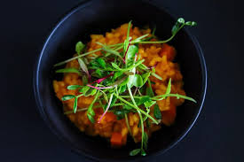 carrot risotto with carrot microgreens