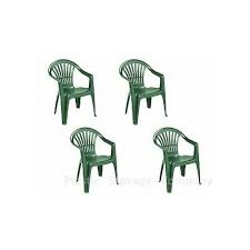 4 X Green Plastic Garden Chairs Low