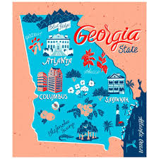 Find contact information and major state agencies and offices for the government of georgia. Map Of Georgia State And Flag Georgia Outline Road Cities And Counties Map Best Hotels Home
