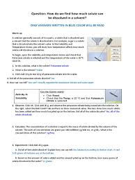 Gizmo answer key solubility and temperature gizmo : Solubility And Temperature Pdf Solubility Solution