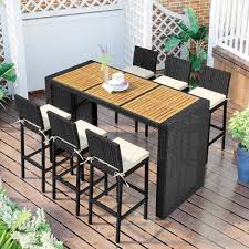 Ouoteto Wood Table Top Black 7 Piece