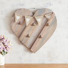 Heart Shaped 5 Clip Wood Wall Photo Frame