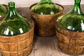 Large Vintage Wine Bottles With Barrel