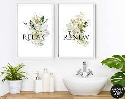 Spa Botanical Bathroom Set Of 2 Framed