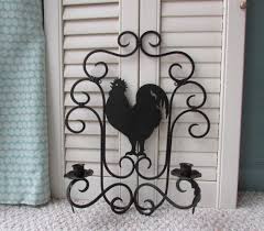 Black Iron Candle Holders Rooster Decor