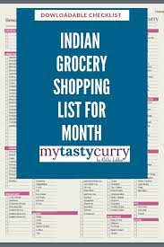 indian grocery ping list for