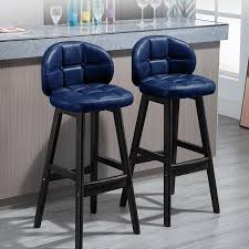 blue bar height set of 2 bar stools pu