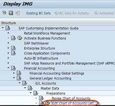 how to create chart of accounts in sap