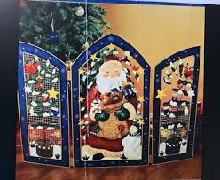Costco Holiday Santa Three Panel Metal