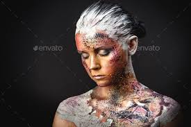 bird fantasy makeup stock photo by