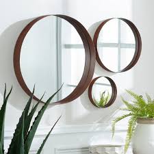 round modern copper metal wall mirrors