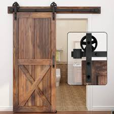 Blending style and function, they're great for closets, pantries and home offices, but because there's a small gap between the sliding barn door and the surrounding drywall. Amazon Com Winsoon 5 16ft Single Wood Sliding Barn Door Hardware Basic Black Big Spoke Wheel Roller Kit Garage Closet Carbon Steel Flat Track System 10ft Home Improvement