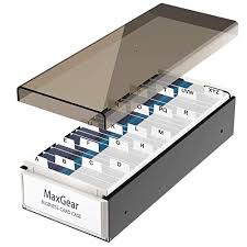 Standard business card sizes are 3.5 × 2 inches. Buy Maxgear Business Card Holder Box Business Card Box Business Card File Business Card Storage Business Index Card Organizer Capacity 800 Cards Card Size 2 2 X 3 6 Inches A Z Index Metal Structure