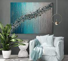 Ombré Teal Glitter Glass Painting Teal