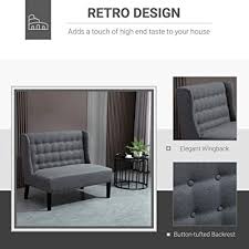 Easy, no tools needed, connect assembly. Buy Homcom Wingback Double Sofa Linen Fabric Upholstery Button Tufted Loveseat Armless Couch Modern Contemporary Living Room Settee With Wood Legs Grey Online In Indonesia B08t184gv6
