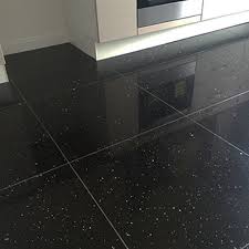 black sparkling quartz tile
