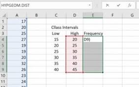 frequency distribution table in excel