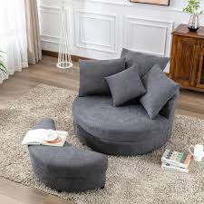 Swivel Accent Barrel Curved Sofa Chair