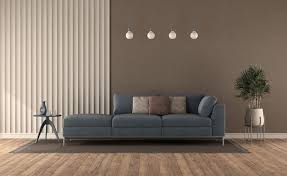 Blue Sofa In A Modern Living Room