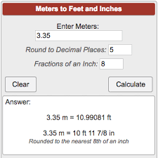 Meters to Feet Conversion (m to ft)