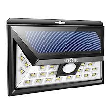 Litom Original Solar Lights Outdoor 3 Optional Modes Wireless Motion Sensor Light With 270 Wide Angle Ip65 Waterproof Tag Level