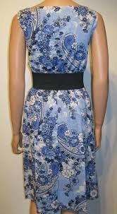 Signature By Robbie Bee Blue Cotton Fit And Flare Short Casual Dress Size 14 L