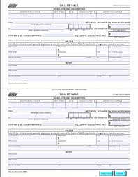 California Bill Of Sale Form For Cars