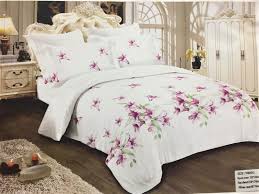 White Bedspread Modern Spring Flowers