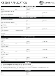 Business Credit Application Form Template Trade Forms Documents