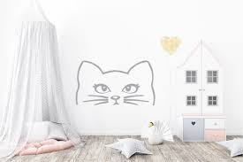 Cute Cat Face Wall Decal Mural Art Big