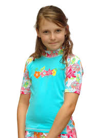 Girl Rash Guard Sun Protection Swim Shirts Sizes 2 14