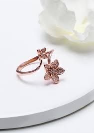 rose gold blooming flower ring for