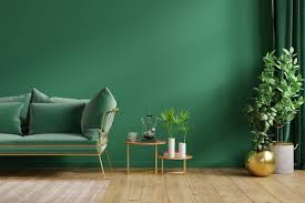 Interior Green Wall With Green Sofa
